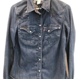 Levi's western shirt with ivory snap buttons, sz M